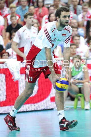  13.06.2014 KATOWICE SPODEK<br />SIATKOWKA MEZCZYZN <br />LIGA SWIATOWA 2014<br />FIVB VOLLEYBALL WORLD LEAGUE 2014<br />MECZ POLSKA - WLOCHY ( POLAND - ITALY ) <br />N/Z MATEUSZ MIKA SYLWETKA  <br /> 