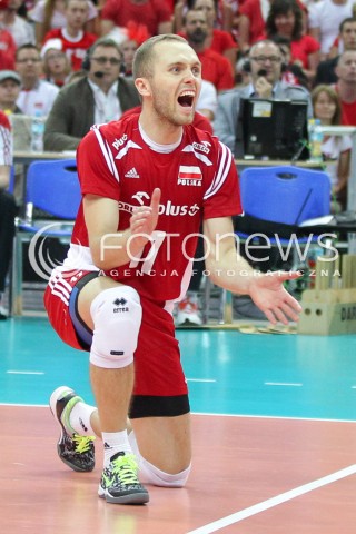  13.06.2014 KATOWICE SPODEK<br />SIATKOWKA MEZCZYZN <br />LIGA SWIATOWA 2014<br />FIVB VOLLEYBALL WORLD LEAGUE 2014<br />MECZ POLSKA - WLOCHY ( POLAND - ITALY ) <br />N/Z PAWEL ZATORSKI SYLWETKA RADOSC EMOCJE<br /> 