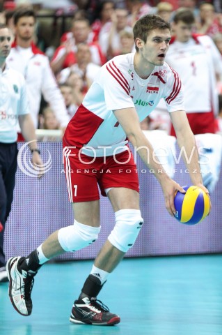 13.06.2014 KATOWICE SPODEK<br />SIATKOWKA MEZCZYZN <br />LIGA SWIATOWA 2014<br />FIVB VOLLEYBALL WORLD LEAGUE 2014<br />MECZ POLSKA - WLOCHY ( POLAND - ITALY ) <br />N/Z KAROL KLOS SYLWETKA <br /> 