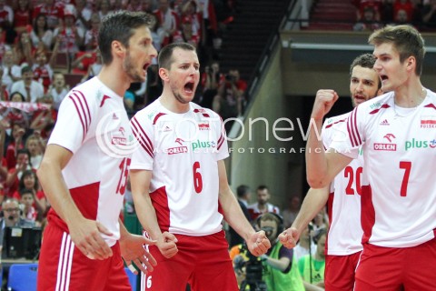  13.06.2014 KATOWICE SPODEK<br />SIATKOWKA MEZCZYZN <br />LIGA SWIATOWA 2014<br />FIVB VOLLEYBALL WORLD LEAGUE 2014<br />MECZ POLSKA - WLOCHY ( POLAND - ITALY ) <br />N/Z BARTOSZ KUREK LUKASZ ZYGADLO KAROL KLOS RADOSC EMOCJE<br /> 