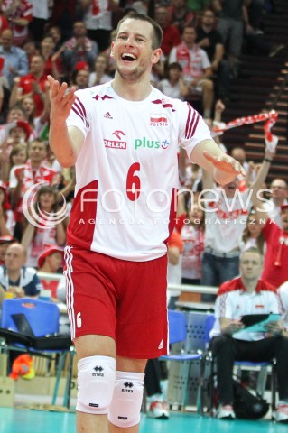  13.06.2014 KATOWICE SPODEK<br />SIATKOWKA MEZCZYZN <br />LIGA SWIATOWA 2014<br />FIVB VOLLEYBALL WORLD LEAGUE 2014<br />MECZ POLSKA - WLOCHY ( POLAND - ITALY ) <br />N/Z BARTOSZ KUREK RADOSC EMOCJE SYLWETKA <br /> 