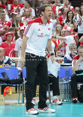  13.06.2014 KATOWICE SPODEK<br />SIATKOWKA MEZCZYZN <br />LIGA SWIATOWA 2014<br />FIVB VOLLEYBALL WORLD LEAGUE 2014<br />MECZ POLSKA - WLOCHY ( POLAND - ITALY ) <br />N/Z STEPHANE ANTIGA TRENER ( HEAD COACH ) SYLWETKA ZLOSC EMOCJE <br /> 
