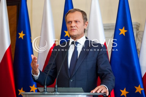  16.06.2014 KONFERENCJA PRASOWA PREMIERA DONALDA TUSKA W SPRAWIE AFERY TASMOWEJ N/Z PREMIER RP DONALD TUSK  