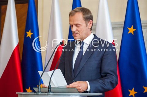  16.06.2014 KONFERENCJA PRASOWA PREMIERA DONALDA TUSKA W SPRAWIE AFERY TASMOWEJ N/Z PREMIER RP DONALD TUSK  