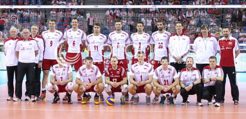  20.06.2014 KRAKOW ARENA<br />SIATKOWKA MEZCZYZN <br />LIGA SWIATOWA 2014<br />FIVB VOLLEYBALL WORLD LEAGUE 2014<br />MECZ POLSKA - BRAZYLIA ( POLAND - BRASIL ) <br />N/Z ZDJECIE GRUPOWE GRUPOWKA GROUP PHOTO REPREZENTACJI POLSKI REPREZENTACJA POLSKI<br /> 