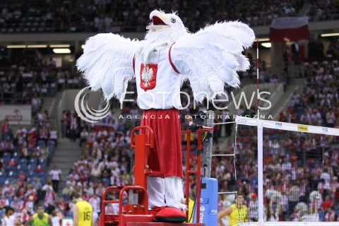  20.06.2014 KRAKOW ARENA<br />SIATKOWKA MEZCZYZN <br />LIGA SWIATOWA 2014<br />FIVB VOLLEYBALL WORLD LEAGUE 2014<br />MECZ POLSKA - BRAZYLIA ( POLAND - BRASIL ) <br />N/Z MASKOTKA REPREZENTACJI POLSKI ORZEL ORZELEK<br /> 