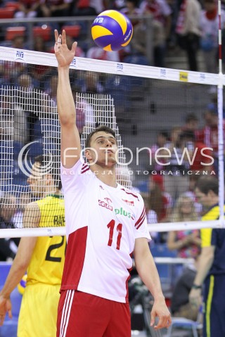  20.06.2014 KRAKOW ARENA<br />SIATKOWKA MEZCZYZN <br />LIGA SWIATOWA 2014<br />FIVB VOLLEYBALL WORLD LEAGUE 2014<br />MECZ POLSKA - BRAZYLIA ( POLAND - BRASIL ) <br />N/Z FABIAN DRZYZGA SYLWETKA <br /> 