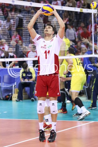  20.06.2014 KRAKOW ARENA<br />SIATKOWKA MEZCZYZN <br />LIGA SWIATOWA 2014<br />FIVB VOLLEYBALL WORLD LEAGUE 2014<br />MECZ POLSKA - BRAZYLIA ( POLAND - BRASIL ) <br />N/Z FABIAN DRZYZGA SYLWETKA <br /> 