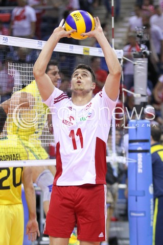  20.06.2014 KRAKOW ARENA<br />SIATKOWKA MEZCZYZN <br />LIGA SWIATOWA 2014<br />FIVB VOLLEYBALL WORLD LEAGUE 2014<br />MECZ POLSKA - BRAZYLIA ( POLAND - BRASIL ) <br />N/Z FABIAN DRZYZGA SYLWETKA <br /> 