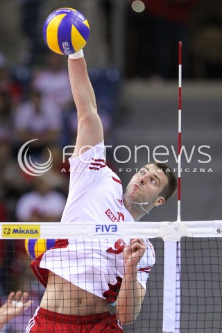  20.06.2014 KRAKOW ARENA<br />SIATKOWKA MEZCZYZN <br />LIGA SWIATOWA 2014<br />FIVB VOLLEYBALL WORLD LEAGUE 2014<br />MECZ POLSKA - BRAZYLIA ( POLAND - BRASIL ) <br />N/Z GRZEGORZ BOCIEK SYLWETKA ATAK<br /> 