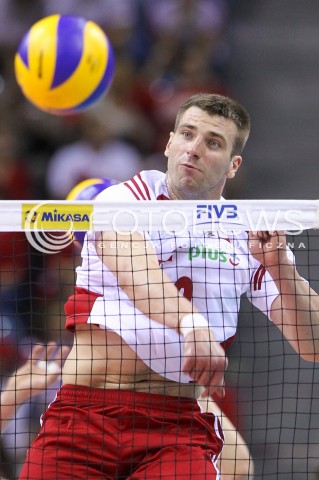  20.06.2014 KRAKOW ARENA<br />SIATKOWKA MEZCZYZN <br />LIGA SWIATOWA 2014<br />FIVB VOLLEYBALL WORLD LEAGUE 2014<br />MECZ POLSKA - BRAZYLIA ( POLAND - BRASIL ) <br />N/Z GRZEGORZ BOCIEK  SYLWETKA ATAK<br /> 