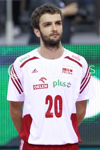  20.06.2014 KRAKOW ARENA<br />SIATKOWKA MEZCZYZN <br />LIGA SWIATOWA 2014<br />FIVB VOLLEYBALL WORLD LEAGUE 2014<br />MECZ POLSKA - BRAZYLIA ( POLAND - BRASIL ) <br />N/Z MATEUSZ MIKA  GLOWKA PORTRET<br /> 