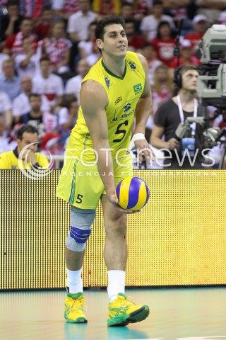  20.06.2014 KRAKOW ARENA<br />SIATKOWKA MEZCZYZN <br />LIGA SWIATOWA 2014<br />FIVB VOLLEYBALL WORLD LEAGUE 2014<br />MECZ POLSKA - BRAZYLIA ( POLAND - BRASIL ) <br />N/Z SIDNEI DOS SANTOS JUNIOR SYLWETKA <br /> 
