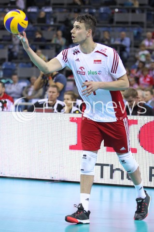  20.06.2014 KRAKOW ARENA<br />SIATKOWKA MEZCZYZN <br />LIGA SWIATOWA 2014<br />FIVB VOLLEYBALL WORLD LEAGUE 2014<br />MECZ POLSKA - BRAZYLIA ( POLAND - BRASIL ) <br />N/Z FABIAN DRZYZGA SYLWETKA <br /> 