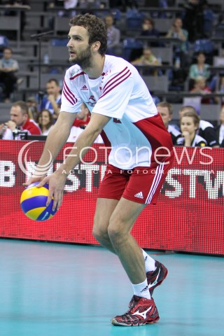  20.06.2014 KRAKOW ARENA<br />SIATKOWKA MEZCZYZN <br />LIGA SWIATOWA 2014<br />FIVB VOLLEYBALL WORLD LEAGUE 2014<br />MECZ POLSKA - BRAZYLIA ( POLAND - BRASIL ) <br />N/Z MATEUSZ MIKA SYLWETKA <br /> 