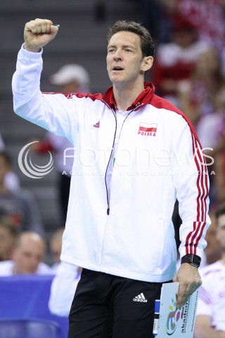  20.06.2014 KRAKOW ARENA<br />SIATKOWKA MEZCZYZN <br />LIGA SWIATOWA 2014<br />FIVB VOLLEYBALL WORLD LEAGUE 2014<br />MECZ POLSKA - BRAZYLIA ( POLAND - BRASIL ) <br />N/Z STEPHANE ANTIGA TRENER ( HEAD COACH ) SYLWETKA RADOSC EMOCJE <br /> 