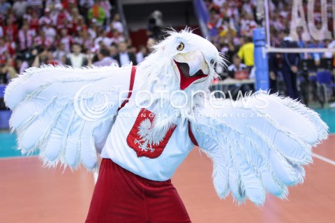  20.06.2014 KRAKOW ARENA<br />SIATKOWKA MEZCZYZN <br />LIGA SWIATOWA 2014<br />FIVB VOLLEYBALL WORLD LEAGUE 2014<br />MECZ POLSKA - BRAZYLIA ( POLAND - BRASIL ) <br />N/Z MASKOTKA REPREZENTACJI POLSKI ORZEL ORZELEK DOPING OPRAWA<br /> 