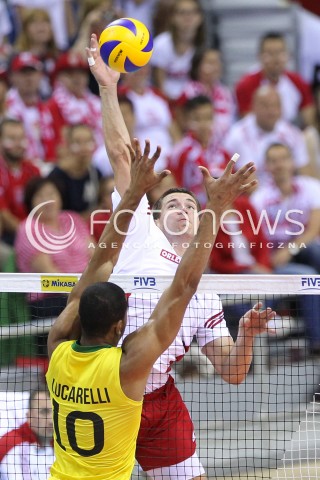  20.06.2014 KRAKOW ARENA<br />SIATKOWKA MEZCZYZN <br />LIGA SWIATOWA 2014<br />FIVB VOLLEYBALL WORLD LEAGUE 2014<br />MECZ POLSKA - BRAZYLIA ( POLAND - BRASIL ) <br />N/Z DAWID KONARSKI <br /> 