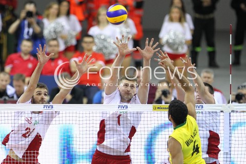  20.06.2014 KRAKOW ARENA<br />SIATKOWKA MEZCZYZN <br />LIGA SWIATOWA 2014<br />FIVB VOLLEYBALL WORLD LEAGUE 2014<br />MECZ POLSKA - BRAZYLIA ( POLAND - BRASIL ) <br />N/Z MATEUSZ MIKA PIOTR NOWAKOWSKI DAWID KONARSKI <br /> 