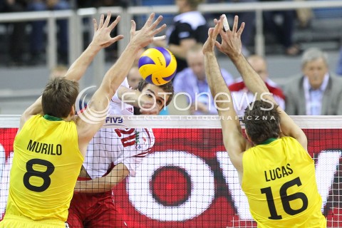  20.06.2014 KRAKOW ARENA<br />SIATKOWKA MEZCZYZN <br />LIGA SWIATOWA 2014<br />FIVB VOLLEYBALL WORLD LEAGUE 2014<br />MECZ POLSKA - BRAZYLIA ( POLAND - BRASIL ) <br />N/Z MATEUSZ MIKA <br /> 