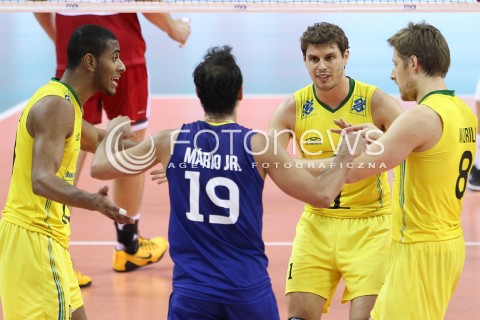 20.06.2014 KRAKOW ARENA<br />SIATKOWKA MEZCZYZN <br />LIGA SWIATOWA 2014<br />FIVB VOLLEYBALL WORLD LEAGUE 2014<br />MECZ POLSKA - BRAZYLIA ( POLAND - BRASIL ) <br />N/Z BRUNO REZENDE RICARDO LUCARELLI RADOSC EMOCJE <br /> 