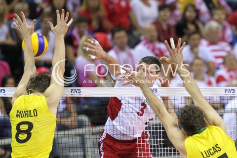  20.06.2014 KRAKOW ARENA<br />SIATKOWKA MEZCZYZN <br />LIGA SWIATOWA 2014<br />FIVB VOLLEYBALL WORLD LEAGUE 2014<br />MECZ POLSKA - BRAZYLIA ( POLAND - BRASIL ) <br />N/Z DAWID KONARSKI <br /> 