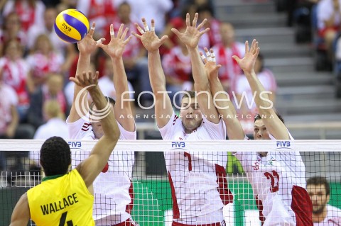  20.06.2014 KRAKOW ARENA<br />SIATKOWKA MEZCZYZN <br />LIGA SWIATOWA 2014<br />FIVB VOLLEYBALL WORLD LEAGUE 2014<br />MECZ POLSKA - BRAZYLIA ( POLAND - BRASIL ) <br />N/Z PIOTR NOWAKOWSKI MATEUSZ MIKA <br /> 