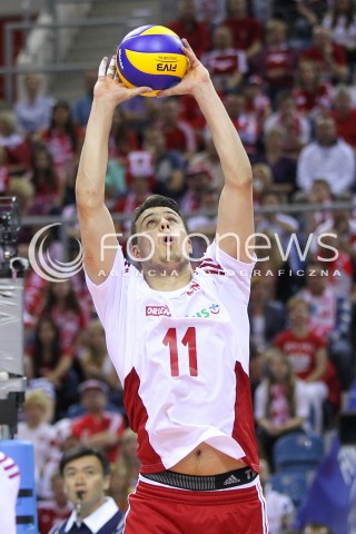  20.06.2014 KRAKOW ARENA<br />SIATKOWKA MEZCZYZN <br />LIGA SWIATOWA 2014<br />FIVB VOLLEYBALL WORLD LEAGUE 2014<br />MECZ POLSKA - BRAZYLIA ( POLAND - BRASIL ) <br />N/Z FABIAN DRZYZGA SYLWETKA <br /> 