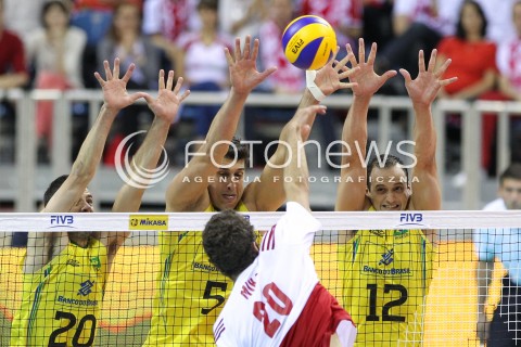 20.06.2014 KRAKOW ARENA<br />SIATKOWKA MEZCZYZN <br />LIGA SWIATOWA 2014<br />FIVB VOLLEYBALL WORLD LEAGUE 2014<br />MECZ POLSKA - BRAZYLIA ( POLAND - BRASIL ) <br />N/Z RAPHAEL VEIRA DE OLIVEIRA SIDNEI DOS SANTOS JUNIOR LUIZ FELIPE FONTELES <br /> 