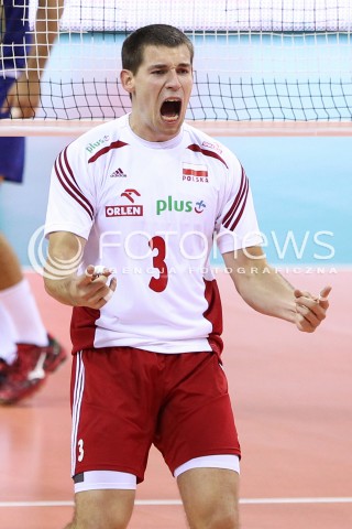  20.06.2014 KRAKOW ARENA<br />SIATKOWKA MEZCZYZN <br />LIGA SWIATOWA 2014<br />FIVB VOLLEYBALL WORLD LEAGUE 2014<br />MECZ POLSKA - BRAZYLIA ( POLAND - BRASIL ) <br />N/Z DAWID KONARSKI RADOSC EMOCJE SYLWETKA <br /> 