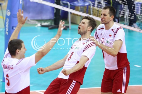  20.06.2014 KRAKOW ARENA<br />SIATKOWKA MEZCZYZN <br />LIGA SWIATOWA 2014<br />FIVB VOLLEYBALL WORLD LEAGUE 2014<br />MECZ POLSKA - BRAZYLIA ( POLAND - BRASIL ) <br />N/Z ANDRZEJ WRONA BARTOSZ KUREK RADOSC EMOCJE <br /> 