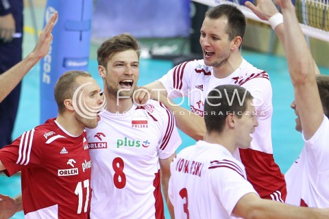  20.06.2014 KRAKOW ARENA<br />SIATKOWKA MEZCZYZN <br />LIGA SWIATOWA 2014<br />FIVB VOLLEYBALL WORLD LEAGUE 2014<br />MECZ POLSKA - BRAZYLIA ( POLAND - BRASIL ) <br />N/Z PAWEL ZATORSKI ANDRZEJ WRONA BARTOSZ KUREK RADOSC EMOCJE <br /> 