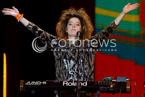  27.06.2014 RZESZOW <br />EUROPEJSKI STADION KULTURY NA STADIONIE MIEJSKIM W RZESZOWIE<br />W TYM ROKU KONCERT JEST WYRAZEM POPARCIA DLA UKRAINY<br />N/Z BARBARA WRONSKA ( ZESPOL PUSTKI ) <br /> 