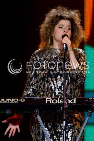  27.06.2014 RZESZOW <br />EUROPEJSKI STADION KULTURY NA STADIONIE MIEJSKIM W RZESZOWIE<br />W TYM ROKU KONCERT JEST WYRAZEM POPARCIA DLA UKRAINY<br />N/Z BARBARA WRONSKA ( ZESPOL PUSTKI ) <br /> 