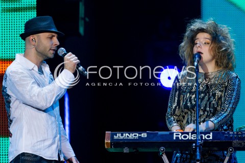  27.06.2014 RZESZOW <br />EUROPEJSKI STADION KULTURY NA STADIONIE MIEJSKIM W RZESZOWIE<br />W TYM ROKU KONCERT JEST WYRAZEM POPARCIA DLA UKRAINY<br />N/Z <br />BARBARA WRONSKA ( ZESPOL PUSTKI ) <br />WADYM KRASNOOKYJ ( UKRAINSKI ZESPOL MAD HEADS )<br /> 