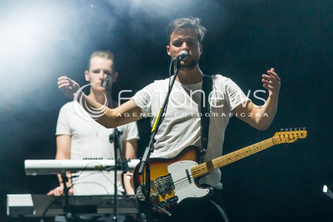  27.06.2014 RZESZOW <br />EUROPEJSKI STADION KULTURY NA STADIONIE MIEJSKIM W RZESZOWIE<br />W TYM ROKU KONCERT JEST WYRAZEM POPARCIA DLA UKRAINY<br />N/Z HARRY MCVEIGH ( ZESPOL WHITE LIES ) <br /> 