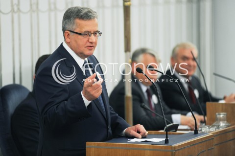  04.07.2014 WARSZAWA<br />UROCZYSTOSCI 25 - LECIA ODRODZONEGO SENATU<br />N/Z PREZYDENT RP BRONISLAW KOMOROWSKI<br /> 