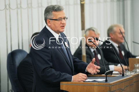  04.07.2014 WARSZAWA<br />UROCZYSTOSCI 25 - LECIA ODRODZONEGO SENATU<br />N/Z PREZYDENT RP BRONISLAW KOMOROWSKI<br /> 