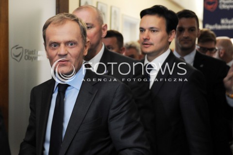  04.07.2014 WARSZAWA<br />UROCZYSTOSCI 25 - LECIA ODRODZONEGO SENATU<br />N/Z PREMIER DONALD TUSK W SENACIE JACEK CICHOCKI<br /> 