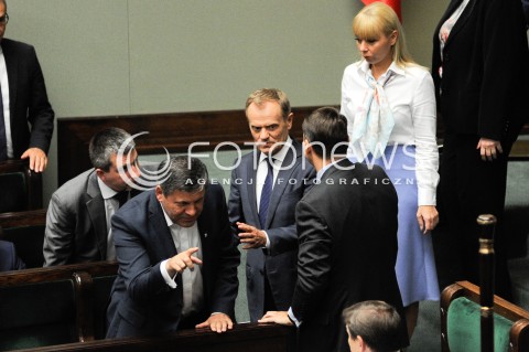  11.07.2014 WARSZAWA SEJM RP<br />OBRADY SEJMU GLOWOWANIE O WOTUM NIEUFNOSCI DLA RZADU<br />N/Z PREMIER DONALD TUSK JANUSZ PIECHOCINSKI<br /> 