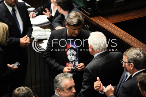  11.07.2014 WARSZAWA SEJM RP<br />OBRADY SEJMU GLOWOWANIE O WOTUM NIEUFNOSCI DLA RZADU<br />N/Z JANUSZ PALIKOT LESZEK MILLER<br /> 