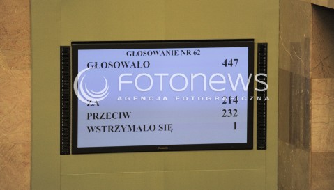  11.07.2014 WARSZAWA SEJM RP<br />OBRADY SEJMU<br />N/Z TABLICA GLOSOWAN WYNIK GLOSOWANIE<br /> 