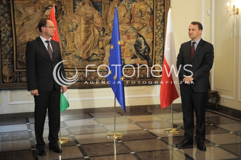  14.07.2014 WARSZAWA<br />ODZNACZENIE RADOSLAWA SIKORSKIEGO<br />N/Z RADOSLAW SIKORSKI JANOS MARTONYI<br /> 