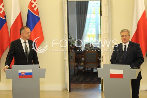  15.07.2014 WARSZAWA<br />WIZYTA PREZYDENTA REPUBLIKI SLOWACKIEJ<br />N/Z ANDREJ KISKA PREZYDENT RP BRONISLAW KOMOROWSKI<br /> 