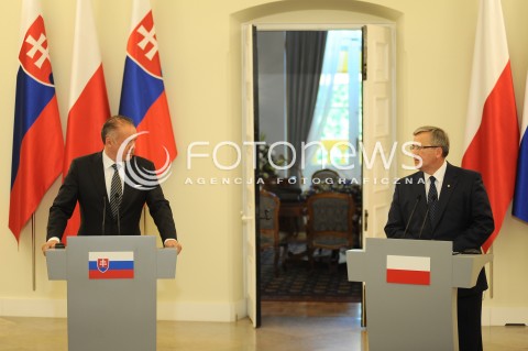  15.07.2014 WARSZAWA<br />WIZYTA PREZYDENTA REPUBLIKI SLOWACKIEJ<br />N/Z ANDREJ KISKA PREZYDENT RP BRONISLAW KOMOROWSKI<br /> 