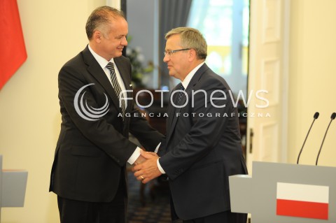  15.07.2014 WARSZAWA<br />WIZYTA PREZYDENTA REPUBLIKI SLOWACKIEJ<br />N/Z ANDREJ KISKA PREZYDENT RP BRONISLAW KOMOROWSKI<br /> 