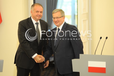  15.07.2014 WARSZAWA<br />WIZYTA PREZYDENTA REPUBLIKI SLOWACKIEJ<br />N/Z ANDREJ KISKA PREZYDENT RP BRONISLAW KOMOROWSKI<br /> 