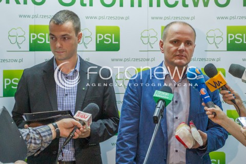  16.07.2014 RZESZOW<br />KONFERENCJA PRASOWA PSL W SPRAWIE PRZESZUKANIA BIURA POSLA JANA BUREGO PRZEZ CBA W RZESZOWIE<br />N/Z DARIUSZ DZIADZIO BARTOSZ ROMOWICZ<br /> 