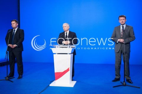 16.07.2014 WARSZAWA<br />KONFERENCJA PRASOWA PIS<br />N/Z ADAM HOFMAN PREZES PIS JAROSLAW KACZYNSKI MARIUSZ BLASZCZAK<br /> 