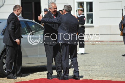  22.07.2014 WARSZAWA<br />SPOTKANIE PREZYDENTOW GRUPY WYSZEHRADZKIEJ<br />N/Z MILOS ZEMAN BRONISLAW KOMOROWSKI<br /> 